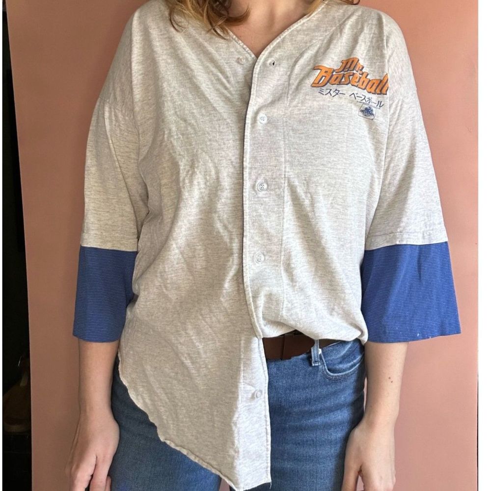 Vintage 1992 Mr. Baseball Button Front Jersey Style Tee
